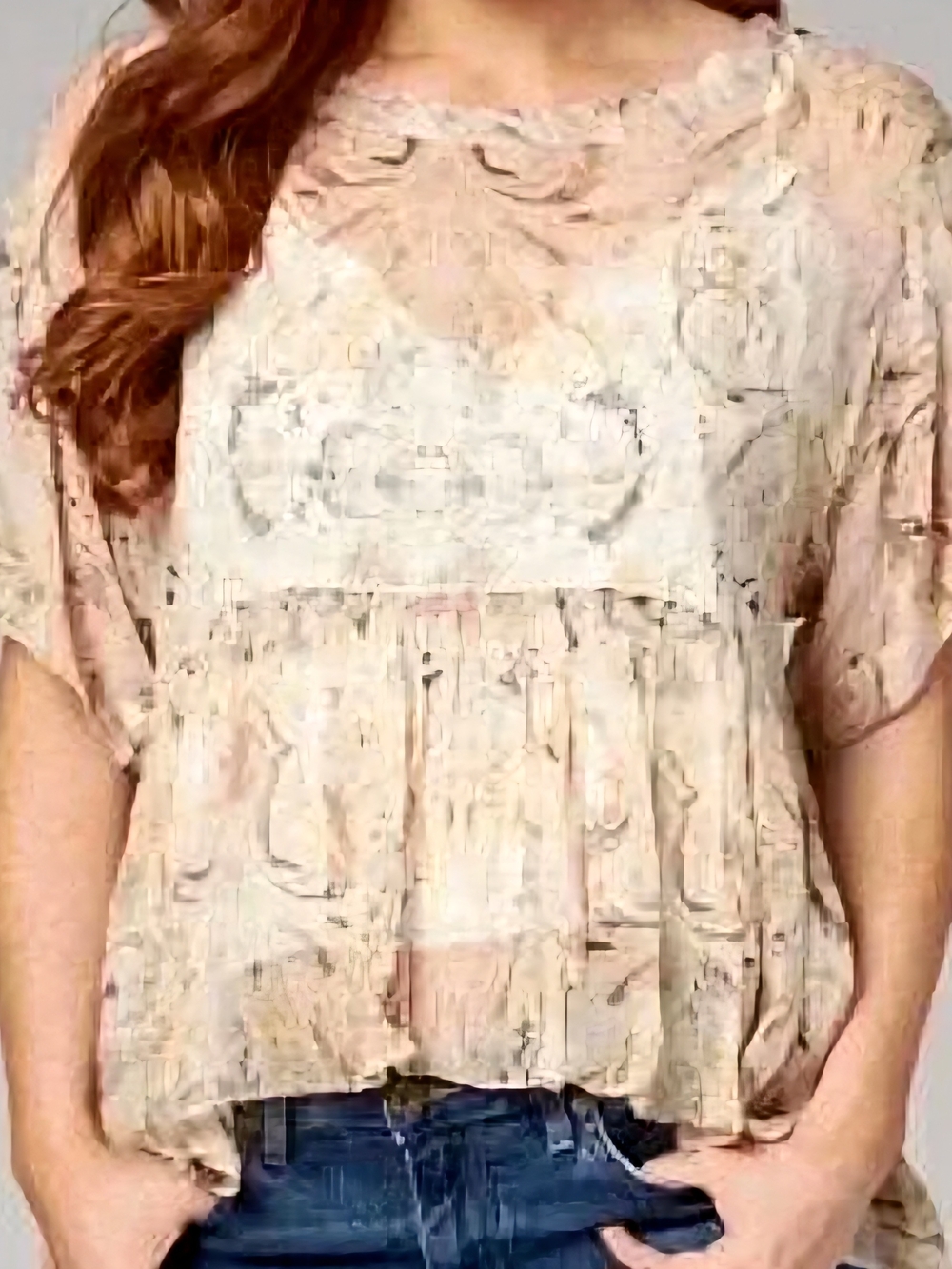 Free People Cream Lace Peasant Top